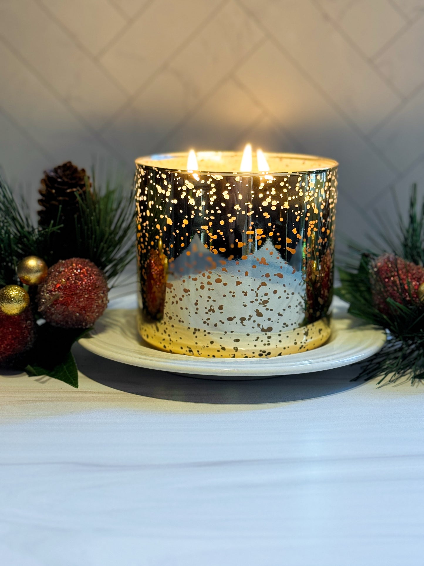 Gold Speckled 3 Wick Candle