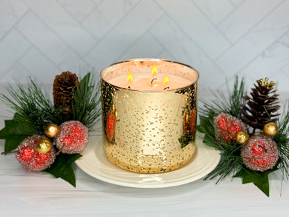 Gold Speckled 3 Wick Candle